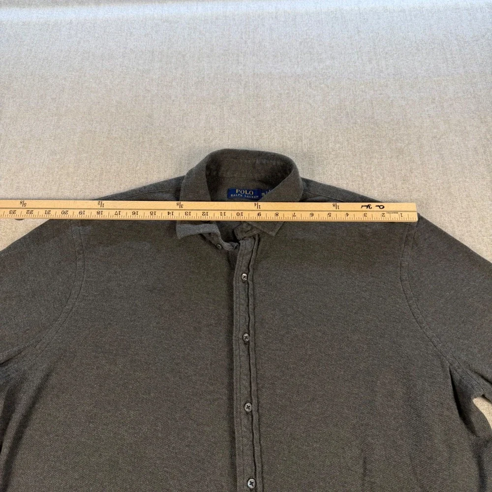 Polo Ralph Lauren Button Down Shirt Mens XXL Gray Knit Jersey Long Sleeve